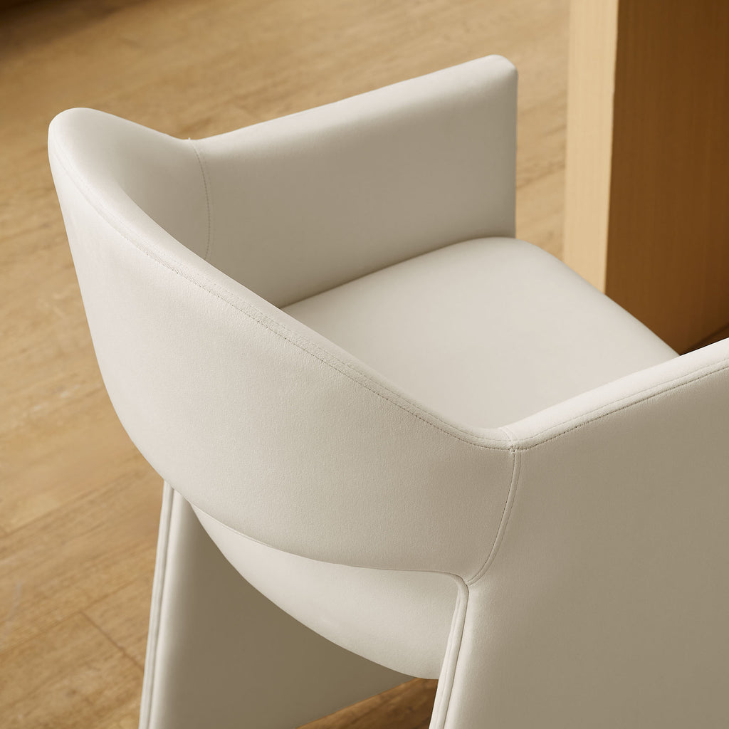Talia 37 Inch Performance Velvet Counter Stool - Alabaster