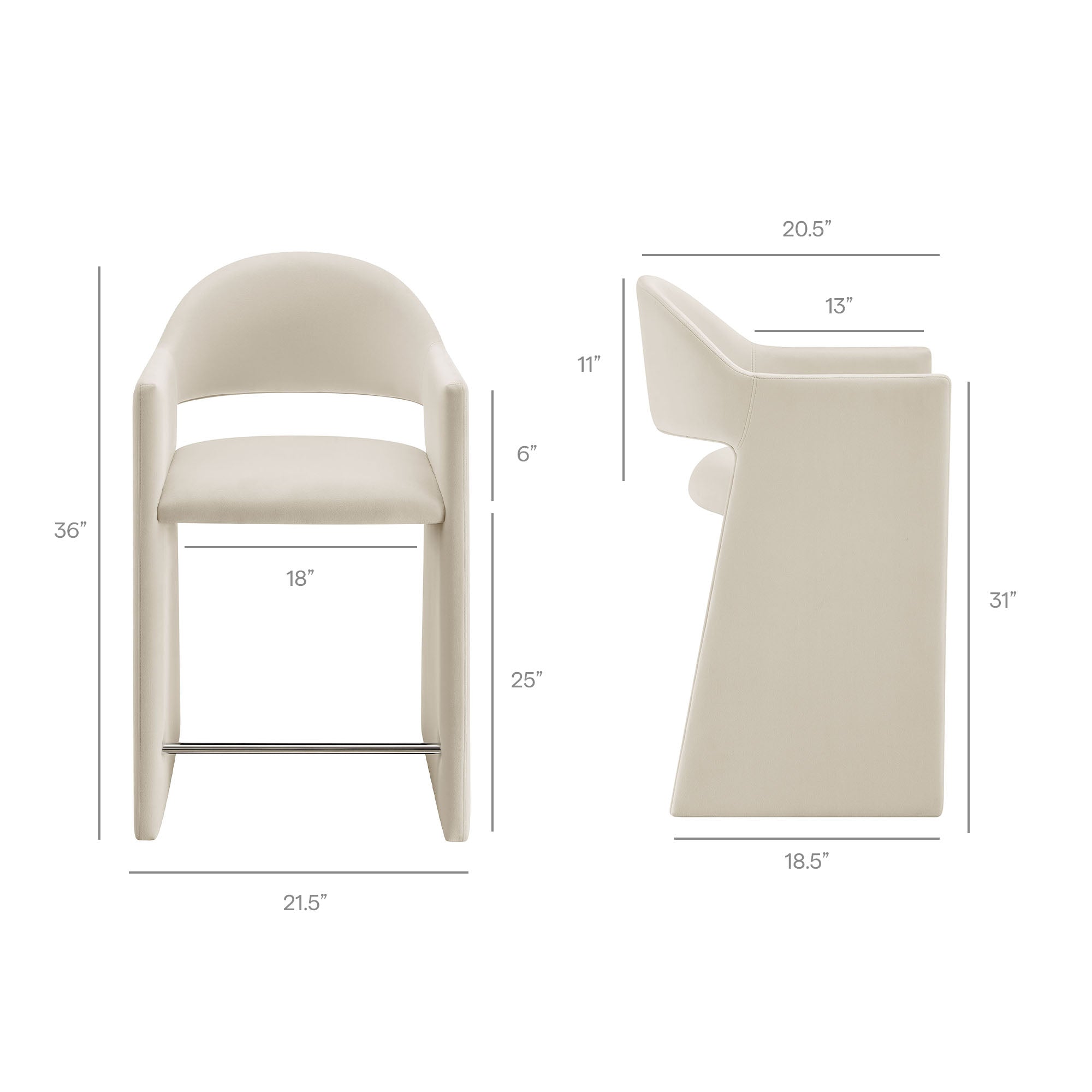 Talia 37 Inch Performance Velvet Counter Stool - Alabaster