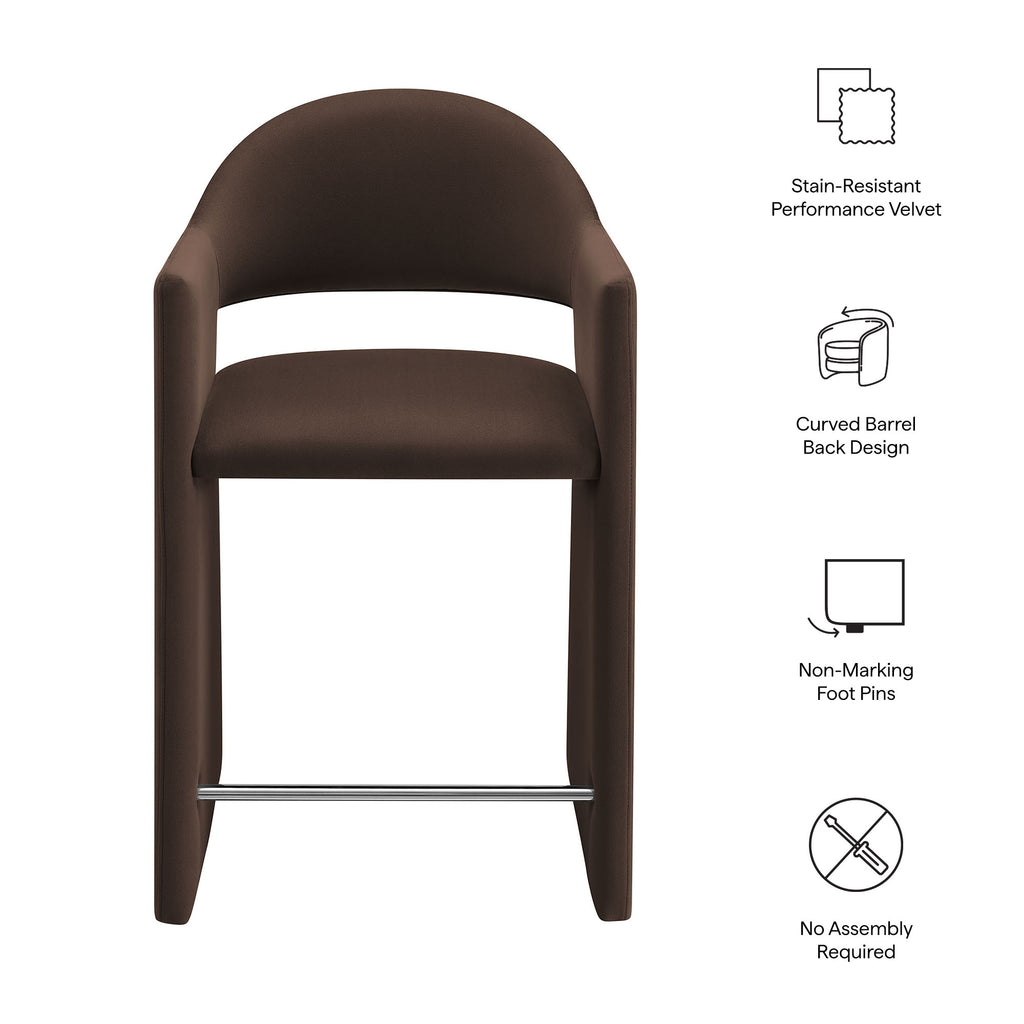 Talia 37 Inch Performance Velvet Counter Stool - Chocolate Brown