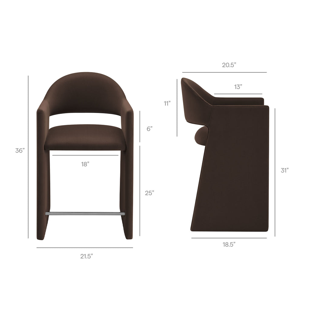 Talia 37 Inch Performance Velvet Counter Stool - Chocolate Brown
