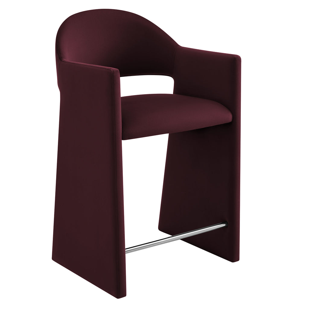 Talia 37 Inch Performance Velvet Counter Stool - Mulberry