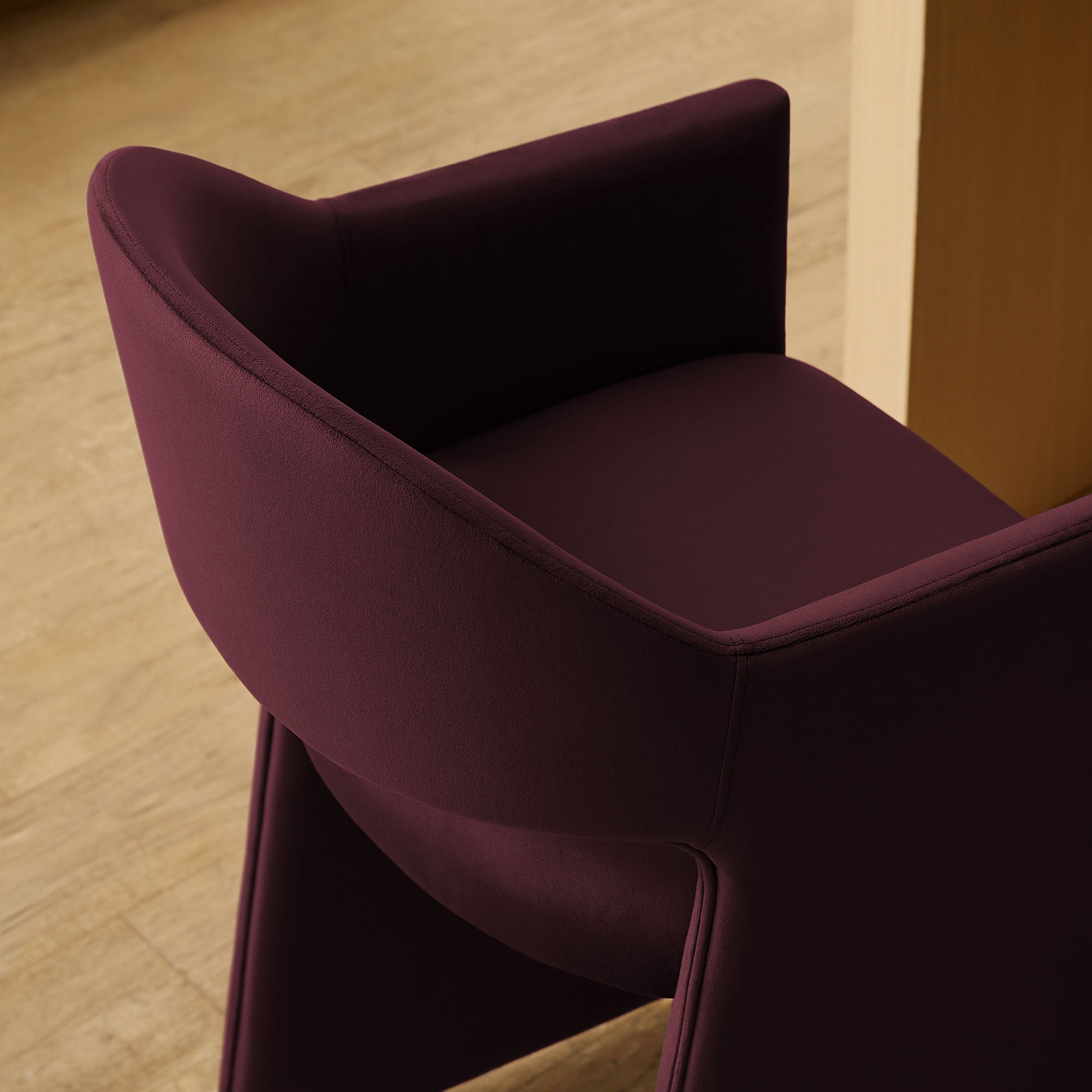 Talia 37 Inch Performance Velvet Counter Stool - Mulberry