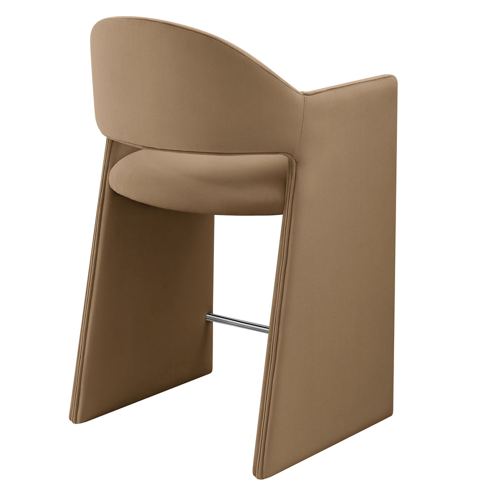 Talia 37 Inch Performance Velvet Counter Stool - Taupe