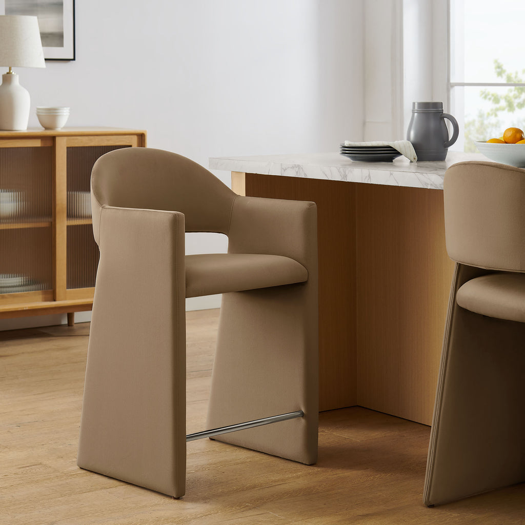 Talia 37 Inch Performance Velvet Counter Stool - Taupe
