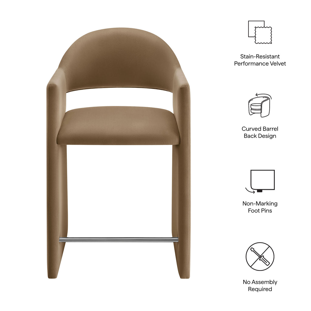 Talia 37 Inch Performance Velvet Counter Stool - Taupe