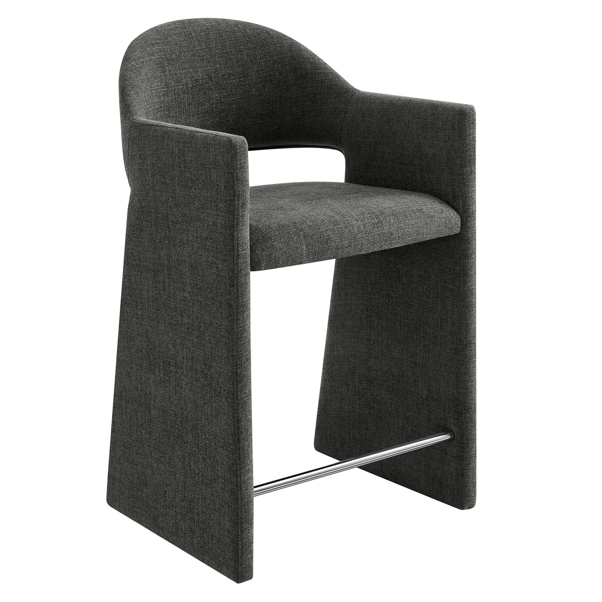 Talia 37 Inch Upholstered Fabric Counter Stool - Charcoal