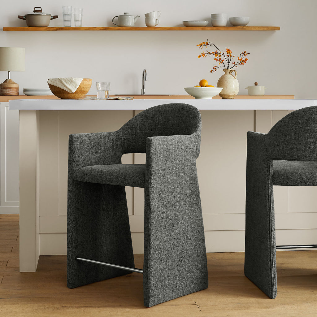 Talia 37 Inch Upholstered Fabric Counter Stool - Charcoal