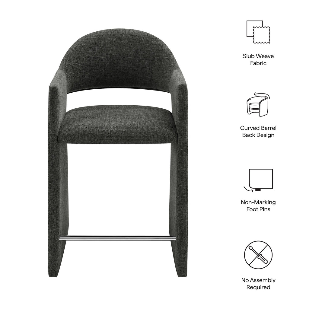 Talia 37 Inch Upholstered Fabric Counter Stool - Charcoal