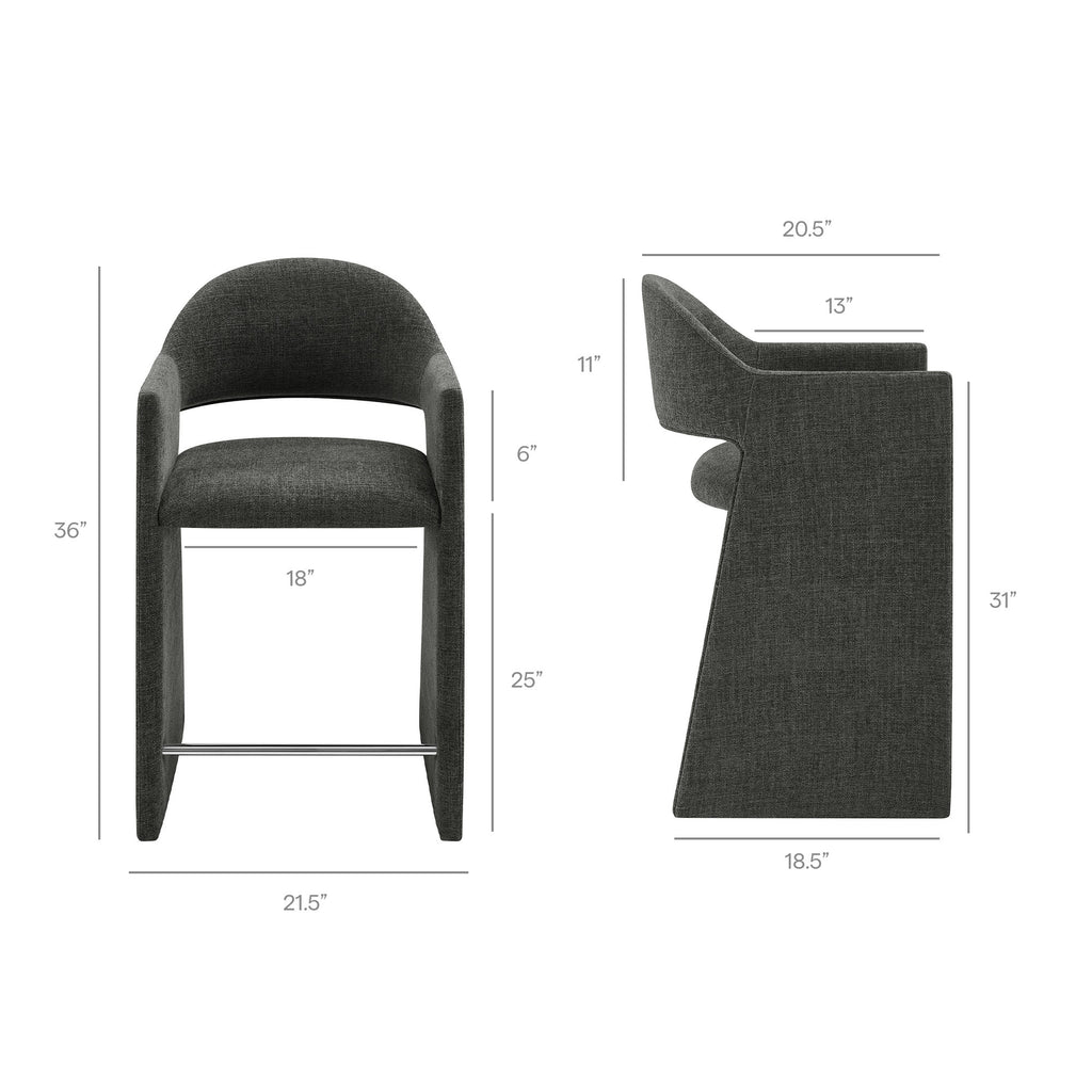 Talia 37 Inch Upholstered Fabric Counter Stool - Charcoal