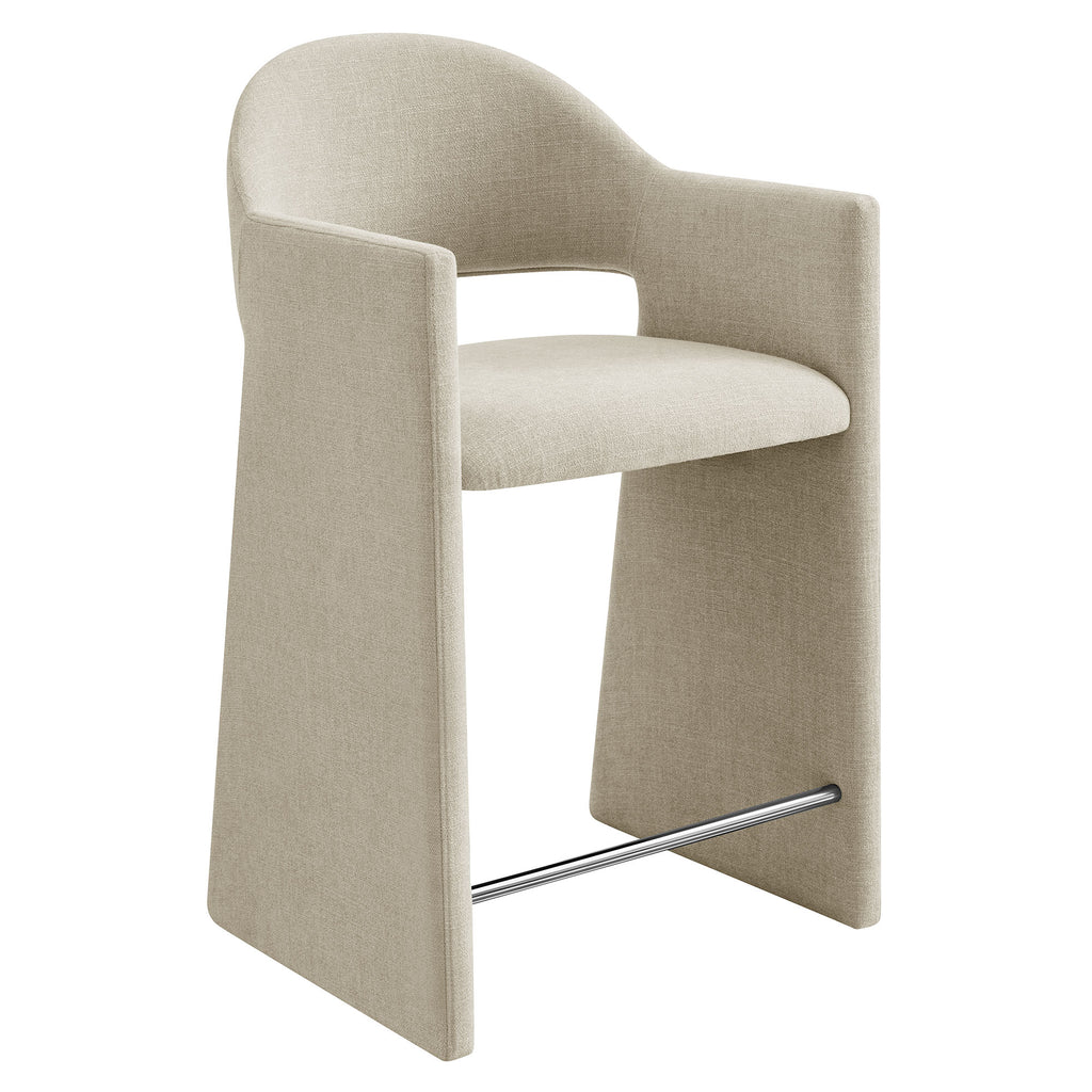Talia 37 Inch Upholstered Fabric Counter Stool - Linen