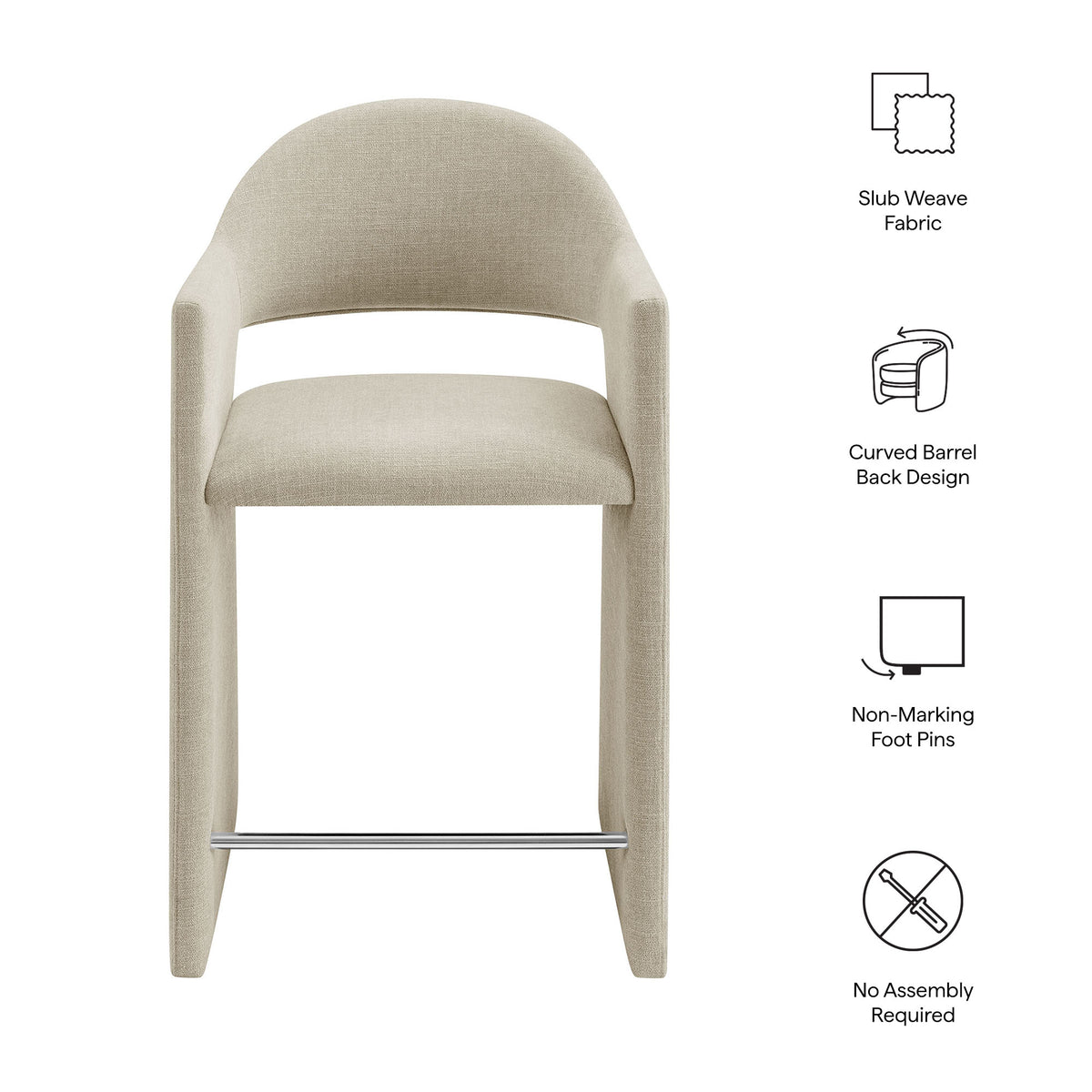 Talia 37 Inch Upholstered Fabric Counter Stool - Linen