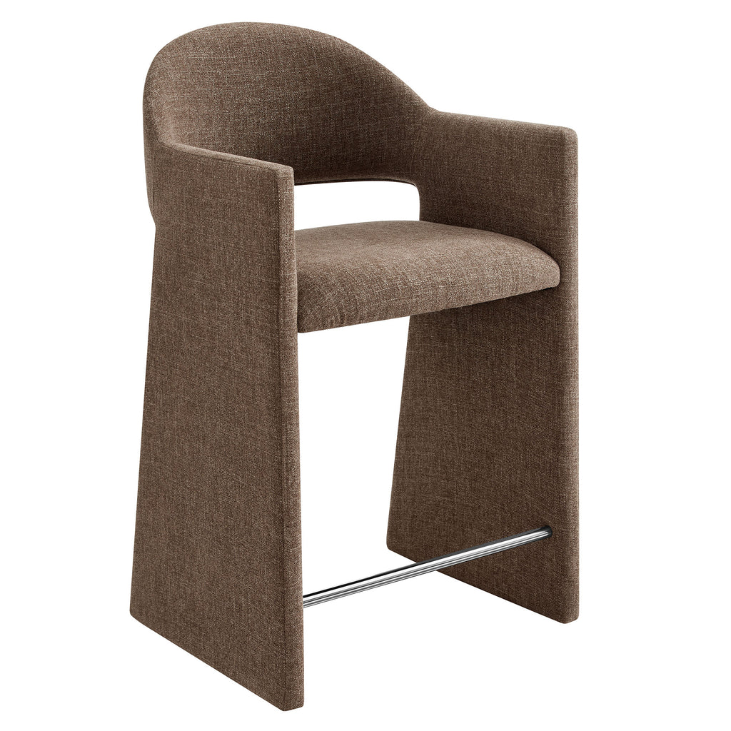 Talia 37 Inch Upholstered Fabric Counter Stool - Mocha