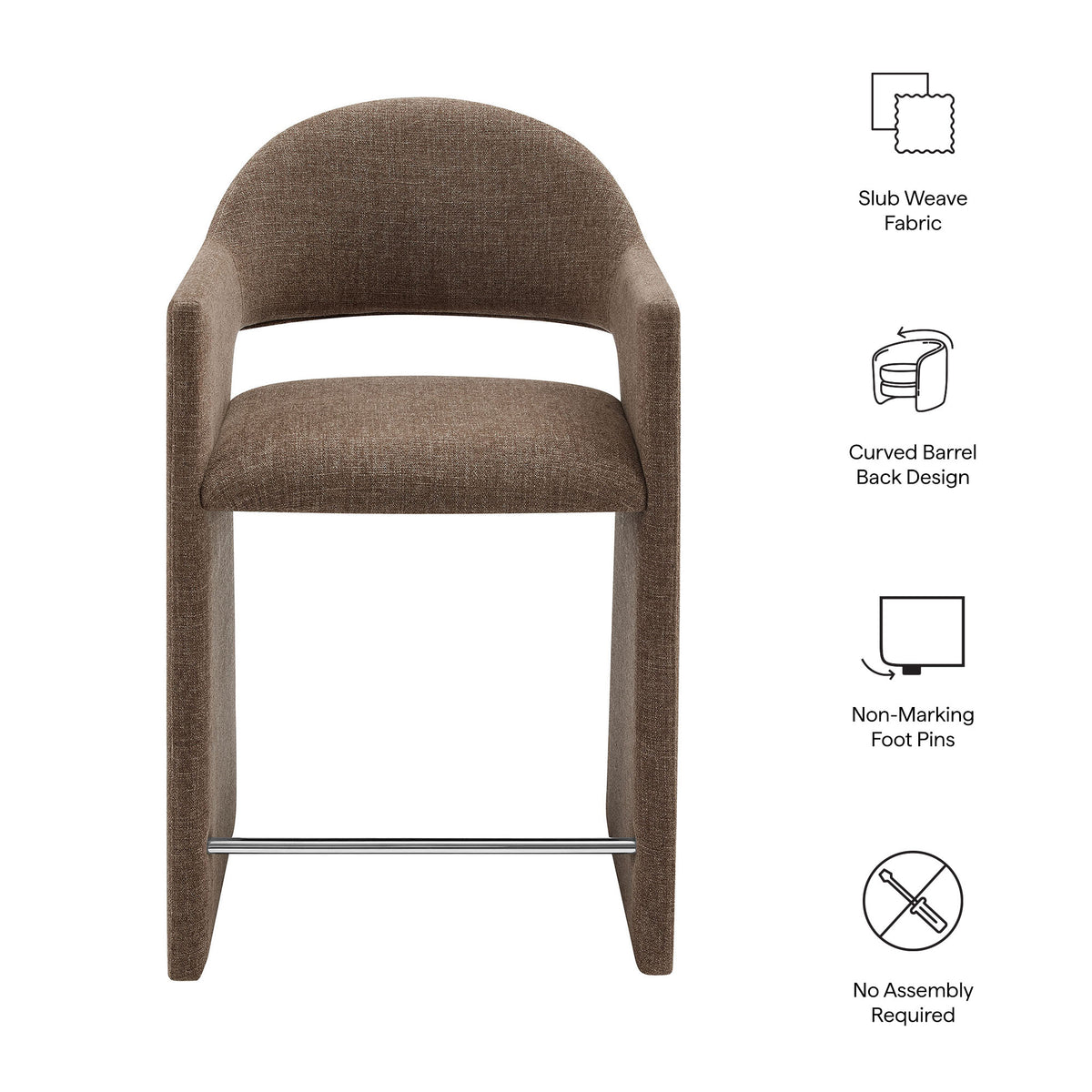 Talia 37 Inch Upholstered Fabric Counter Stool - Mocha