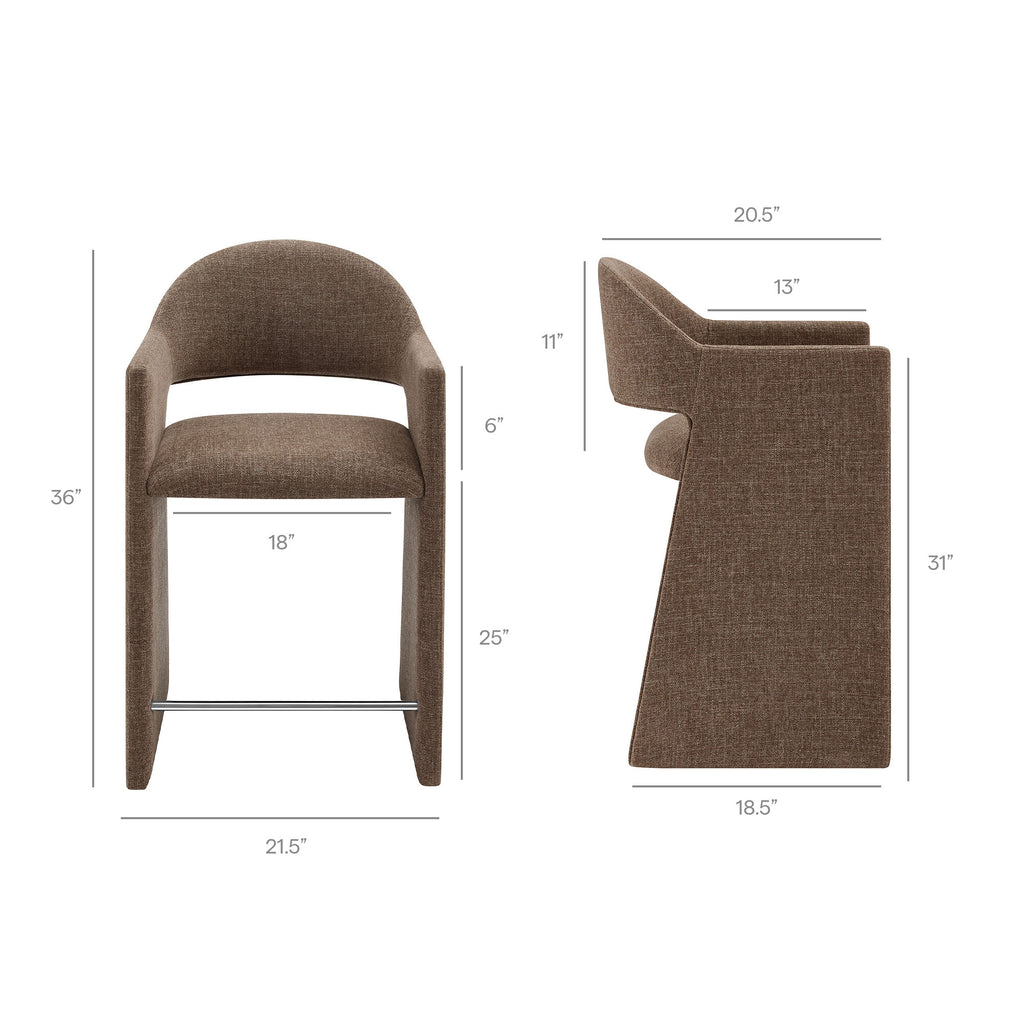 Talia 37 Inch Upholstered Fabric Counter Stool - Mocha