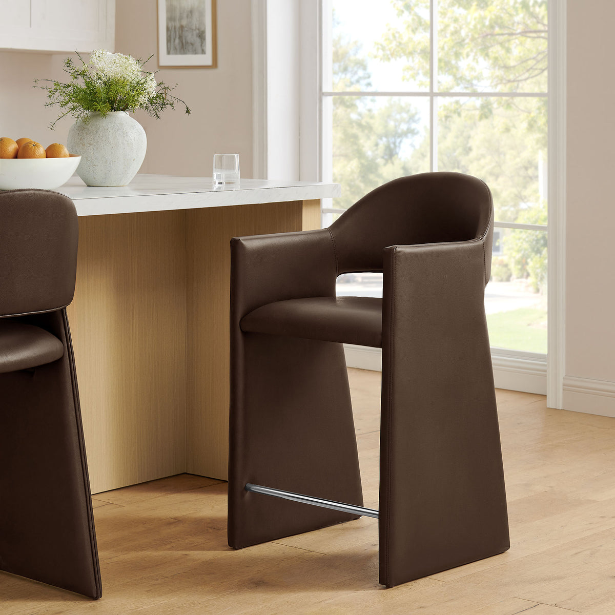 Talia 37 Inch Vegan Leather Counter Stool - Espresso