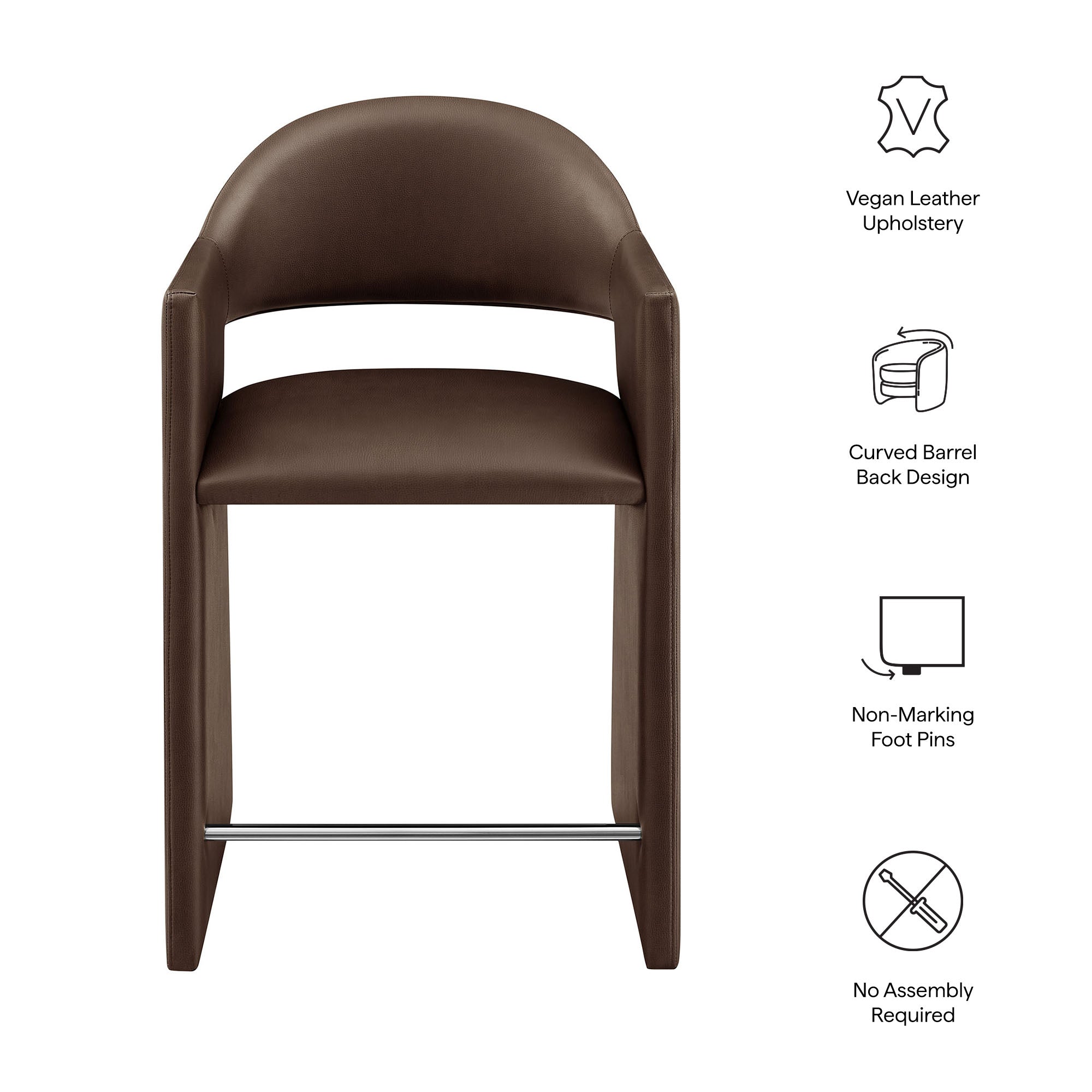 Talia 37 Inch Vegan Leather Counter Stool - Espresso
