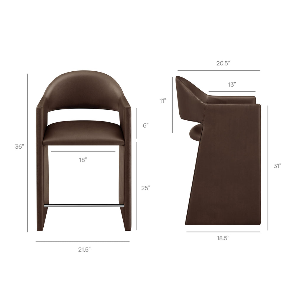 Talia 37 Inch Vegan Leather Counter Stool - Espresso