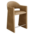 Talia 37 Inch Vegan Leather Counter Stool - Toast