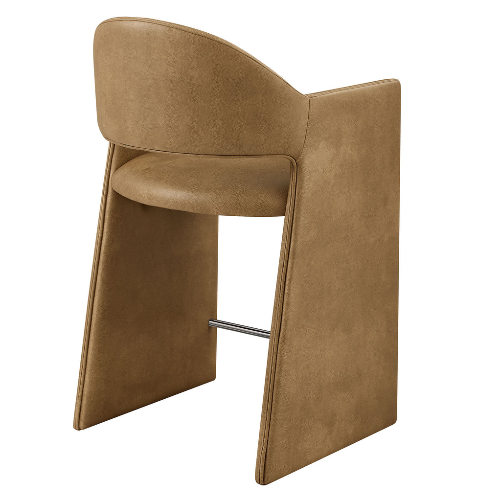 Talia 37 Inch Vegan Leather Counter Stool - Toast
