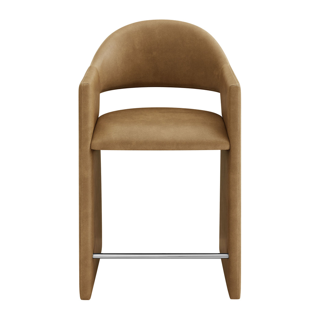 Talia 37 Inch Vegan Leather Counter Stool - Toast