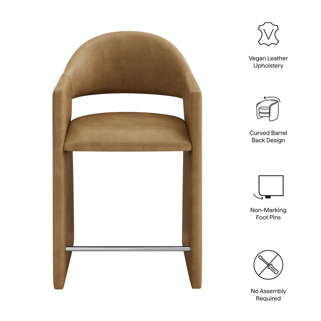 Talia 37 Inch Vegan Leather Counter Stool - Toast
