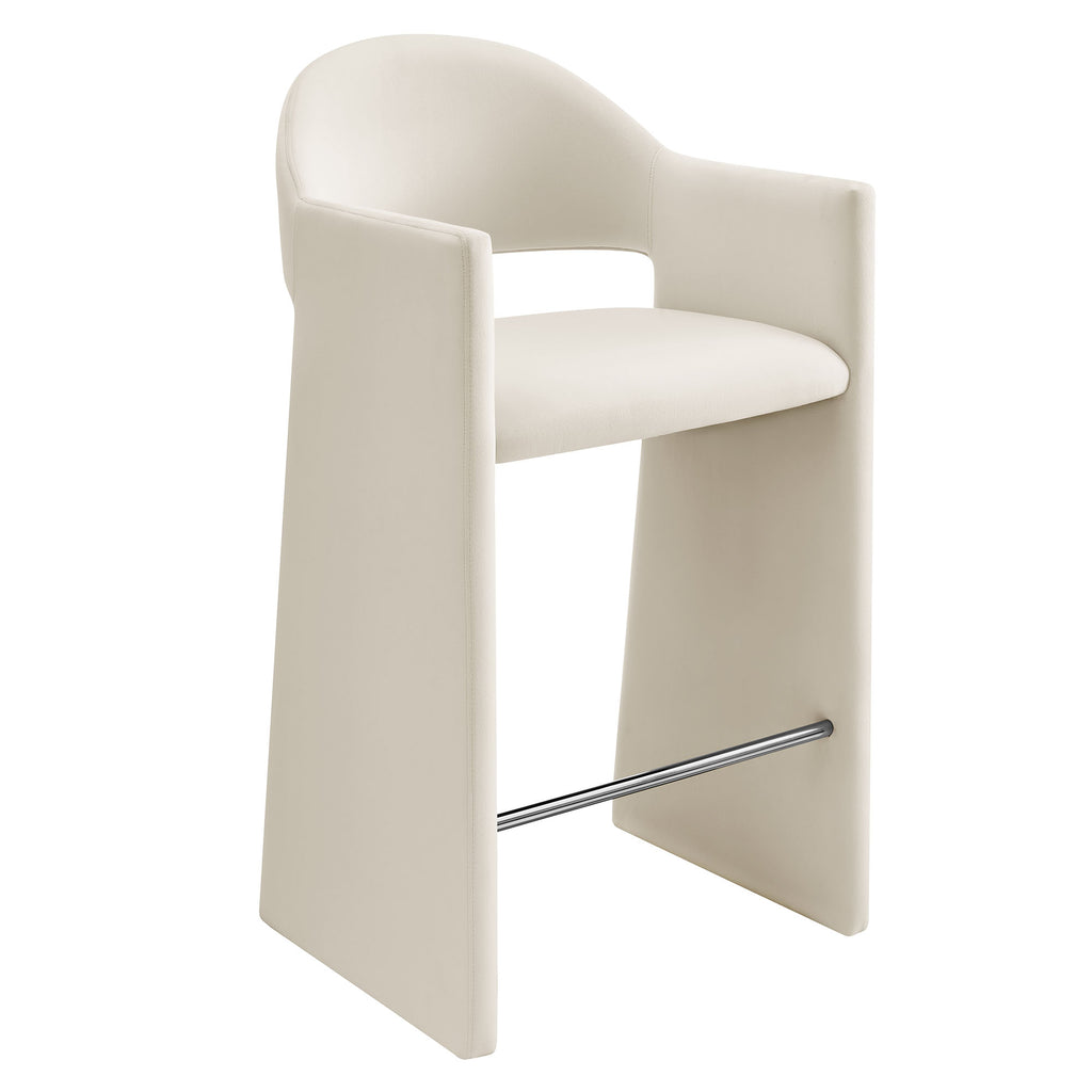 Talia 41 Inch Performance Velvet Bar Stool - Alabaster