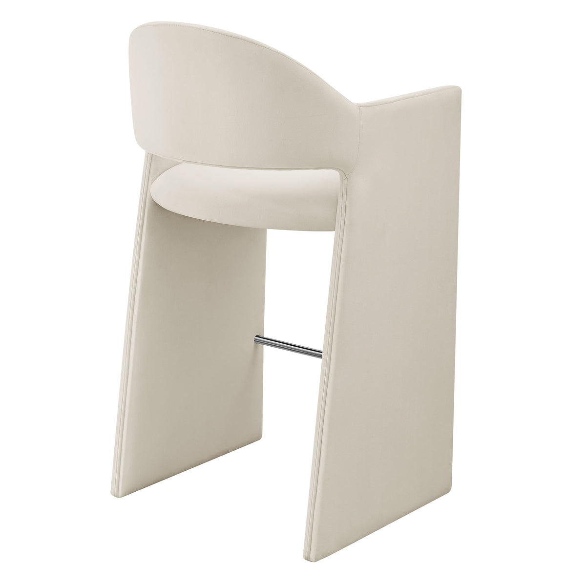 Talia 41 Inch Performance Velvet Bar Stool - Alabaster