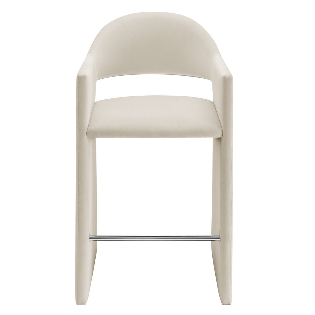 Talia 41 Inch Performance Velvet Bar Stool - Alabaster
