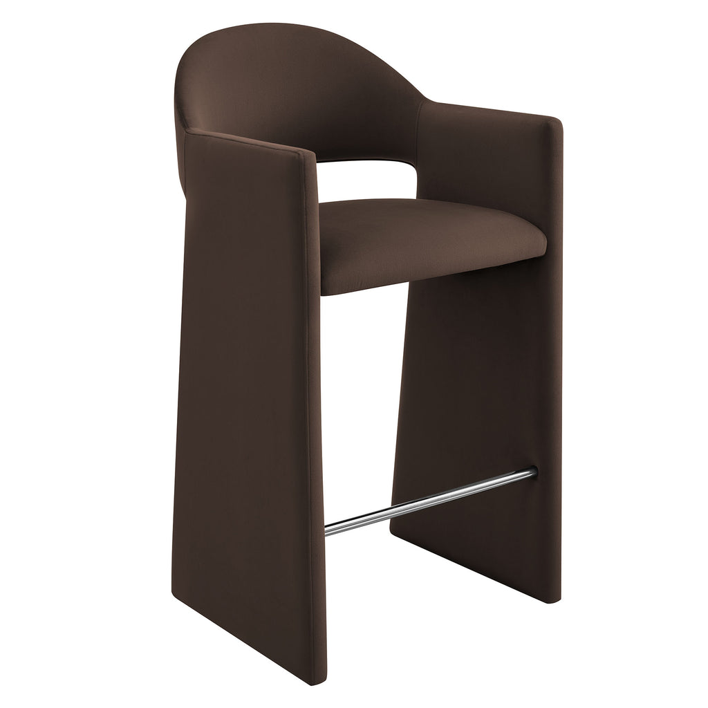 Talia 41 Inch Performance Velvet Bar Stool - Chocolate Brown