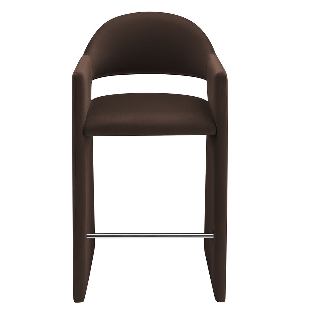 Talia 41 Inch Performance Velvet Bar Stool - Chocolate Brown