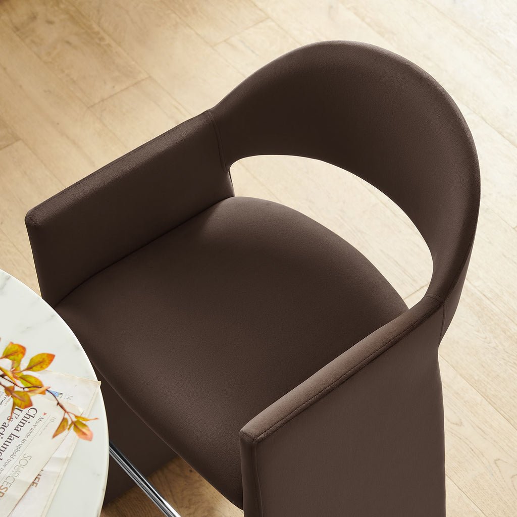 Talia 41 Inch Performance Velvet Bar Stool - Chocolate Brown