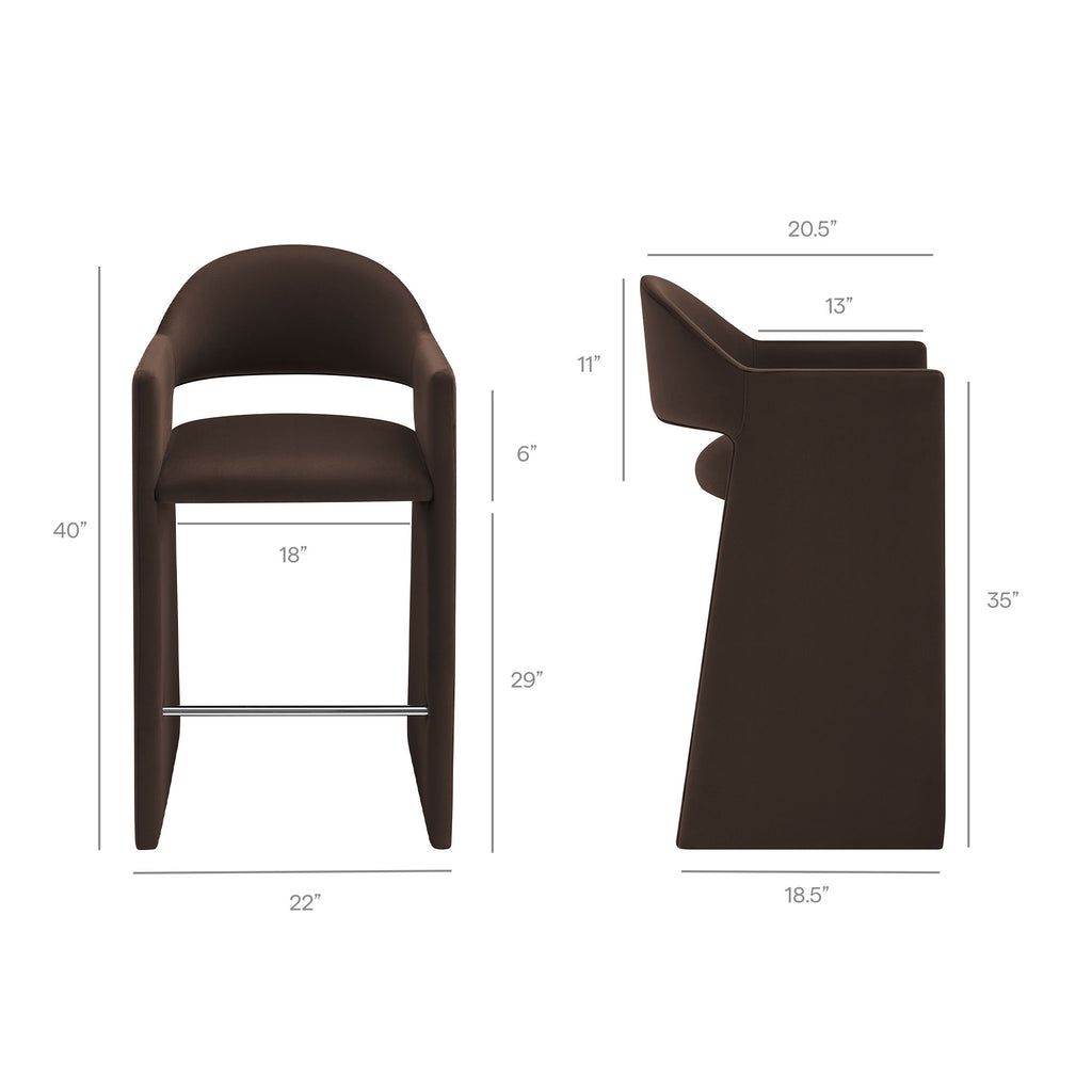 Talia 41 Inch Performance Velvet Bar Stool - Chocolate Brown