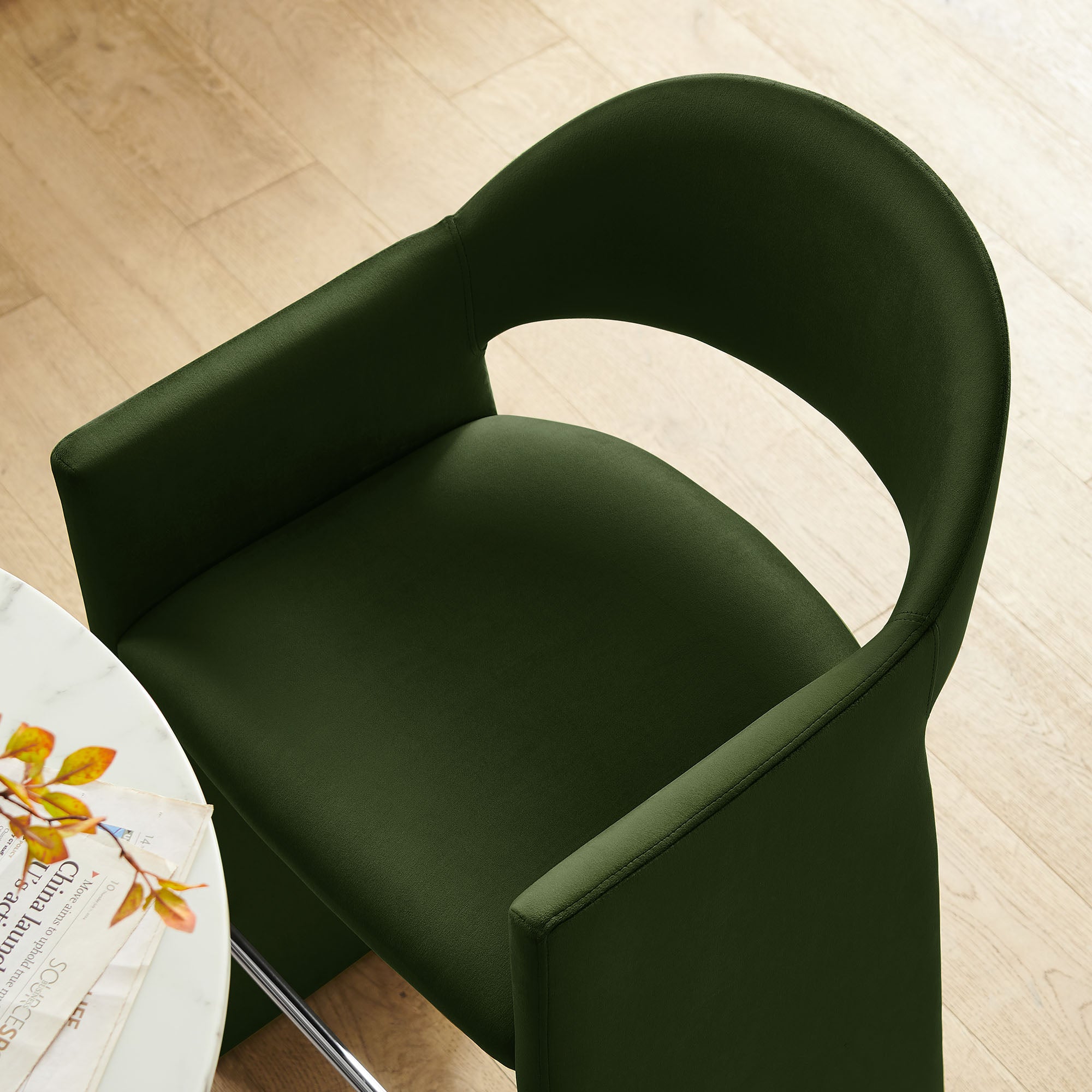 Talia 41 Inch Performance Velvet Bar Stool - Moss Green