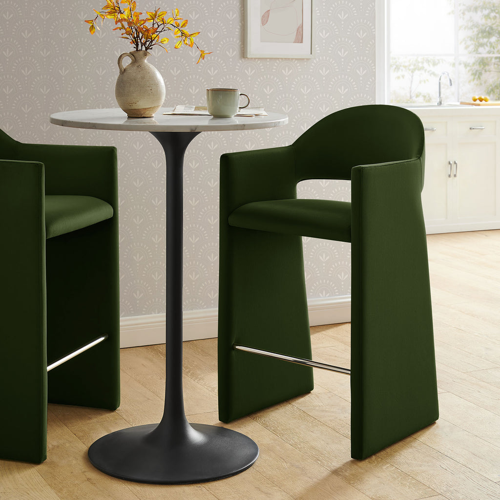Talia 41 Inch Performance Velvet Bar Stool - Moss Green