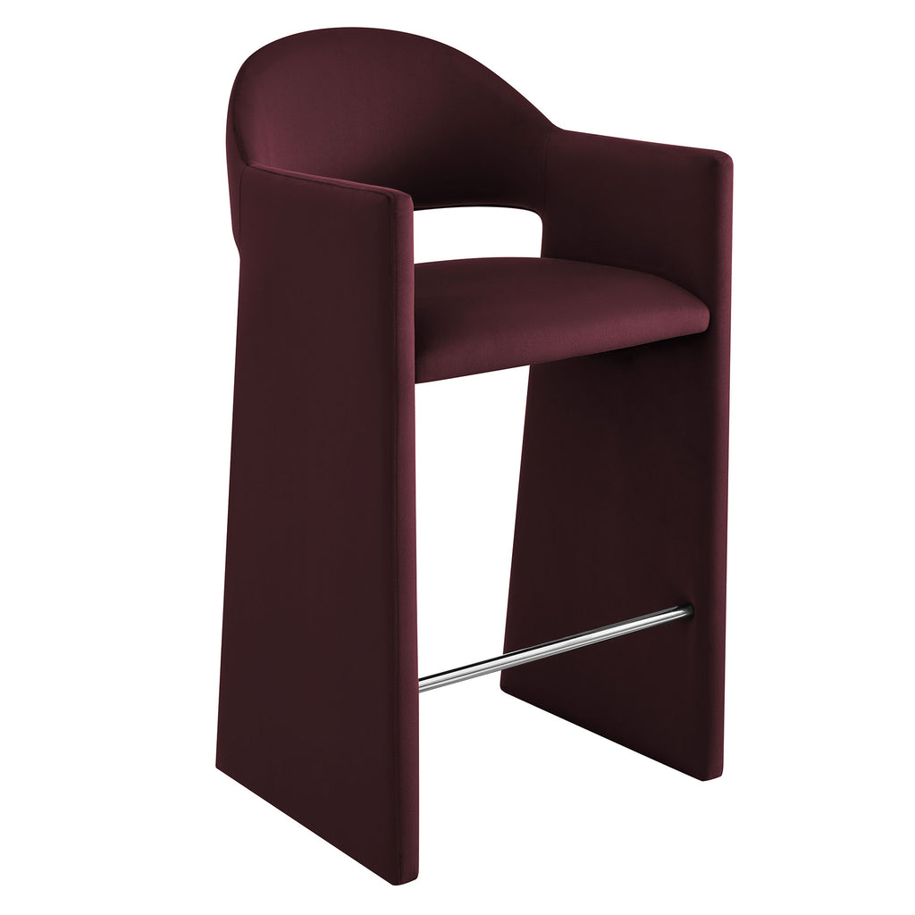 Talia 41 Inch Performance Velvet Bar Stool - Mulberry