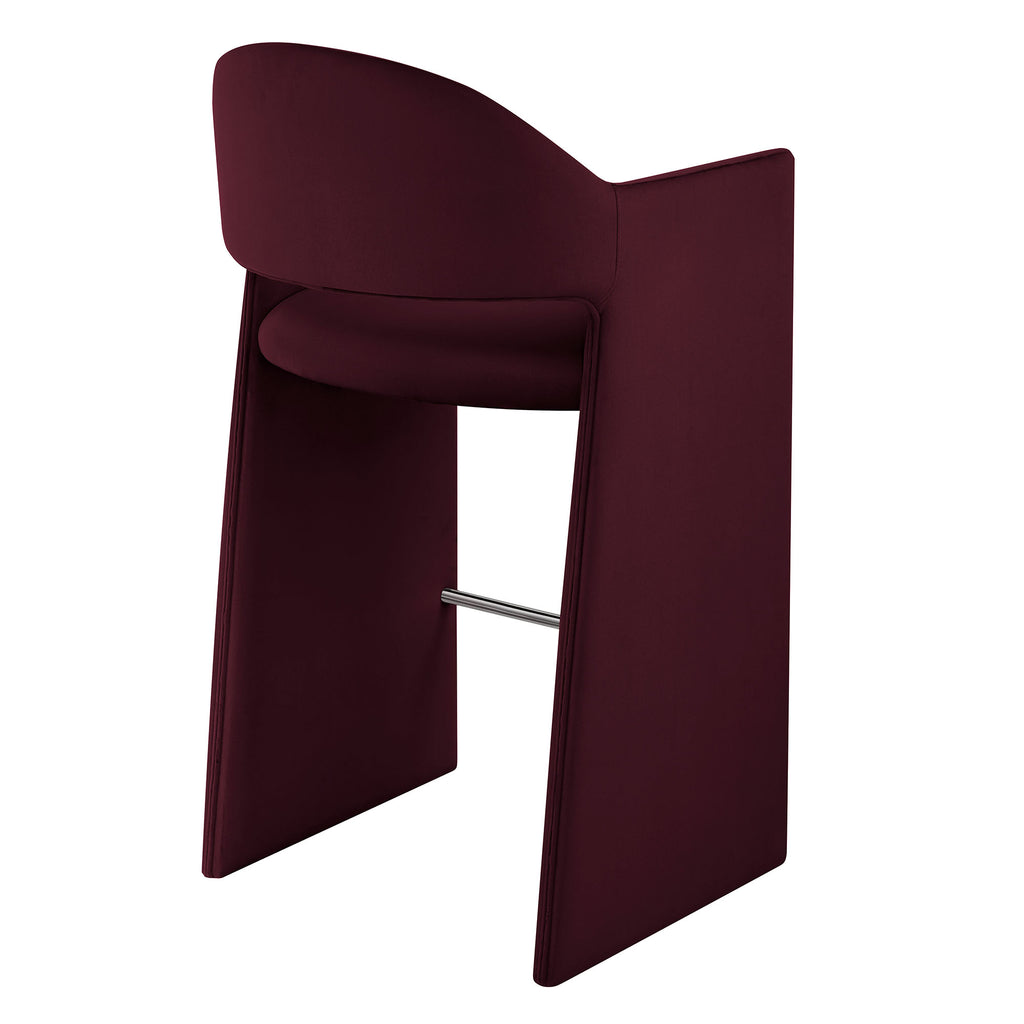 Talia 41 Inch Performance Velvet Bar Stool - Mulberry