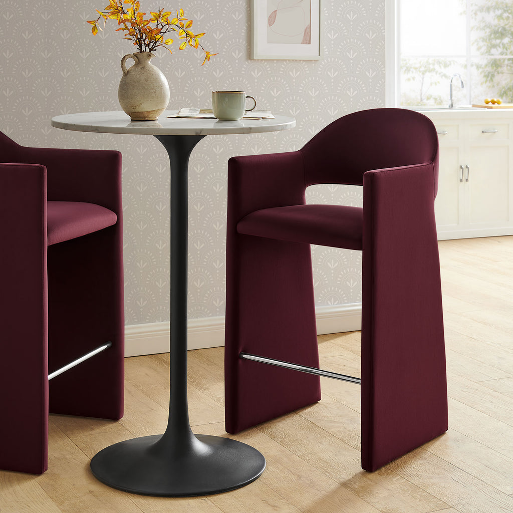 Talia 41 Inch Performance Velvet Bar Stool - Mulberry