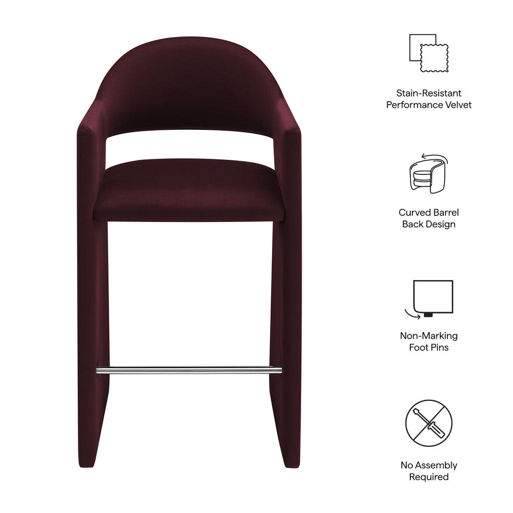 Talia 41 Inch Performance Velvet Bar Stool - Mulberry