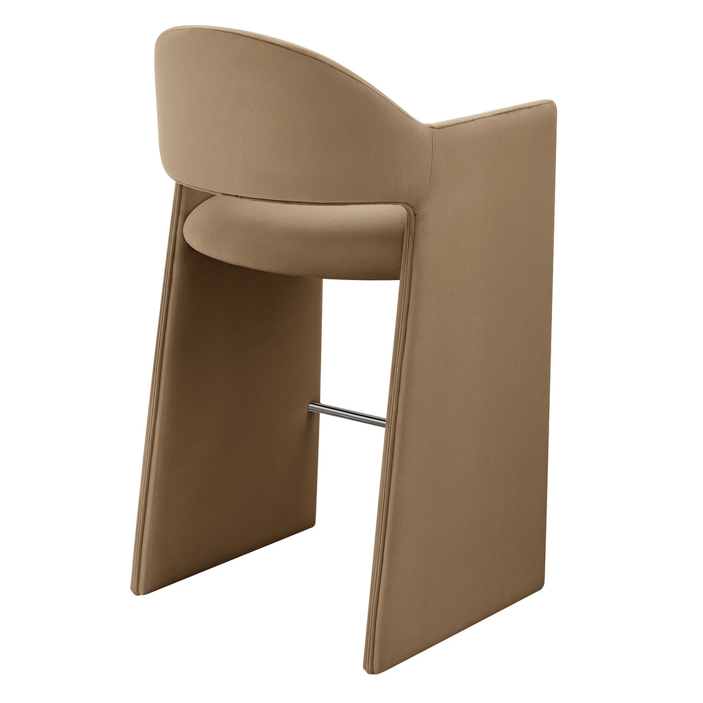 Talia 41 Inch Performance Velvet Bar Stool - Taupe