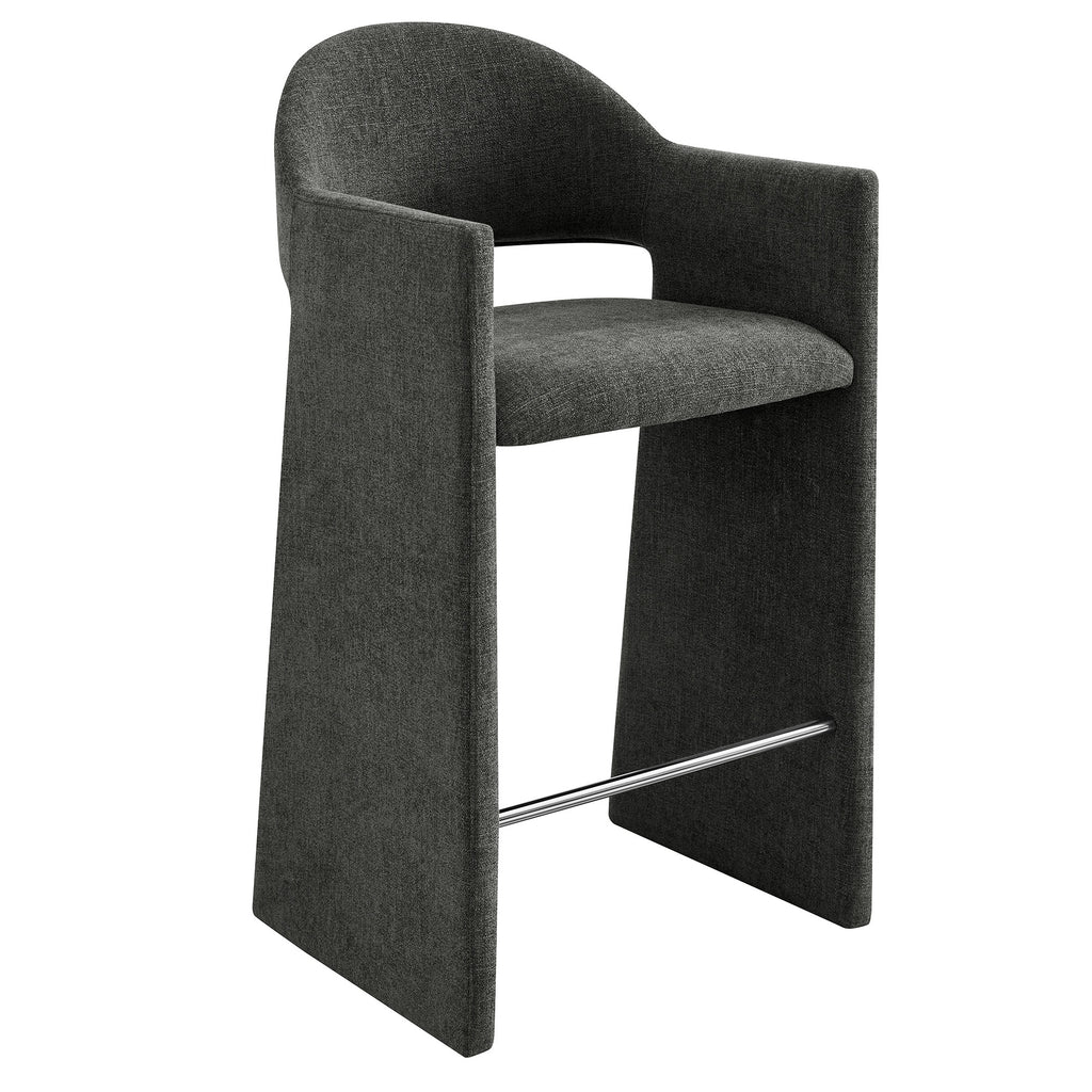 Talia 41 Inch Upholstered Fabric Bar Stool - Charcoal