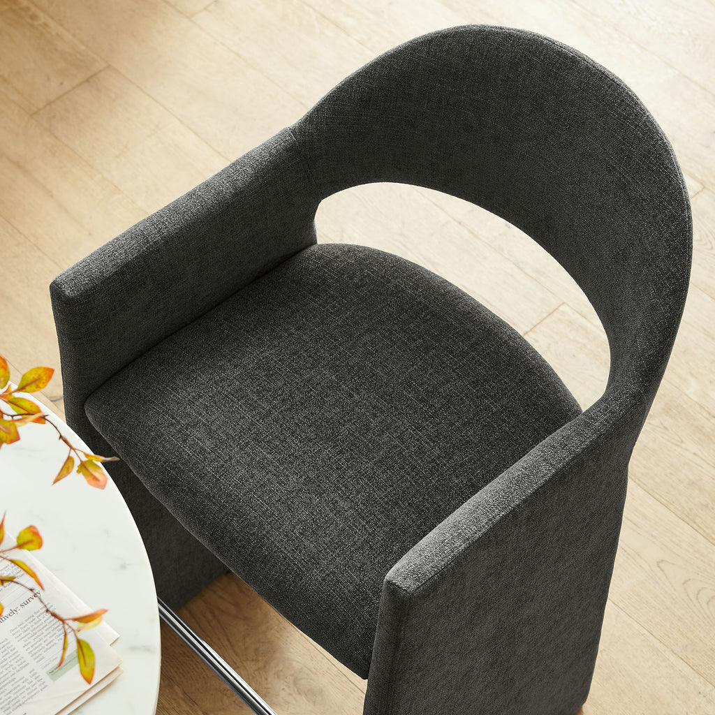 Talia 41 Inch Upholstered Fabric Bar Stool - Charcoal