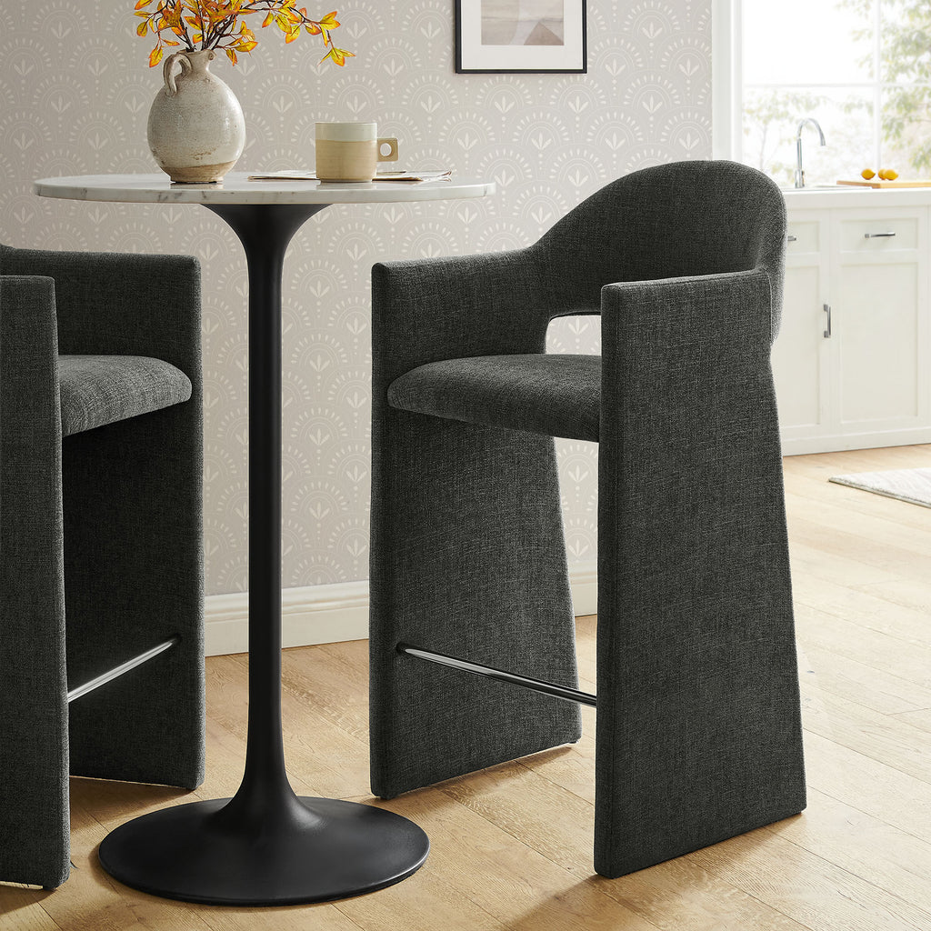 Talia 41 Inch Upholstered Fabric Bar Stool - Charcoal