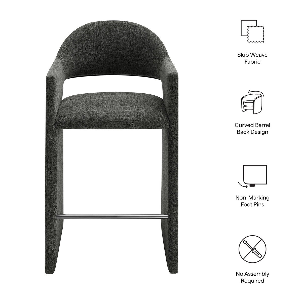 Talia 41 Inch Upholstered Fabric Bar Stool - Charcoal