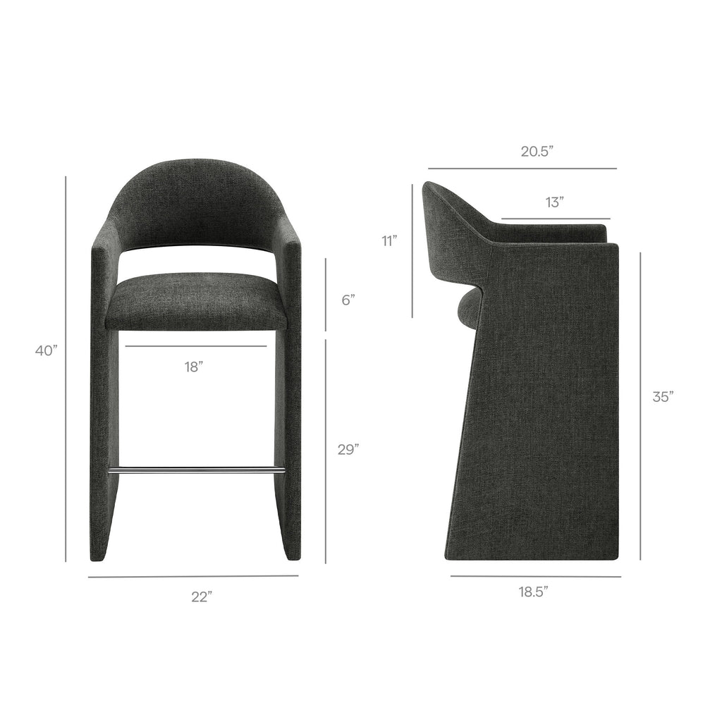 Talia 41 Inch Upholstered Fabric Bar Stool - Charcoal