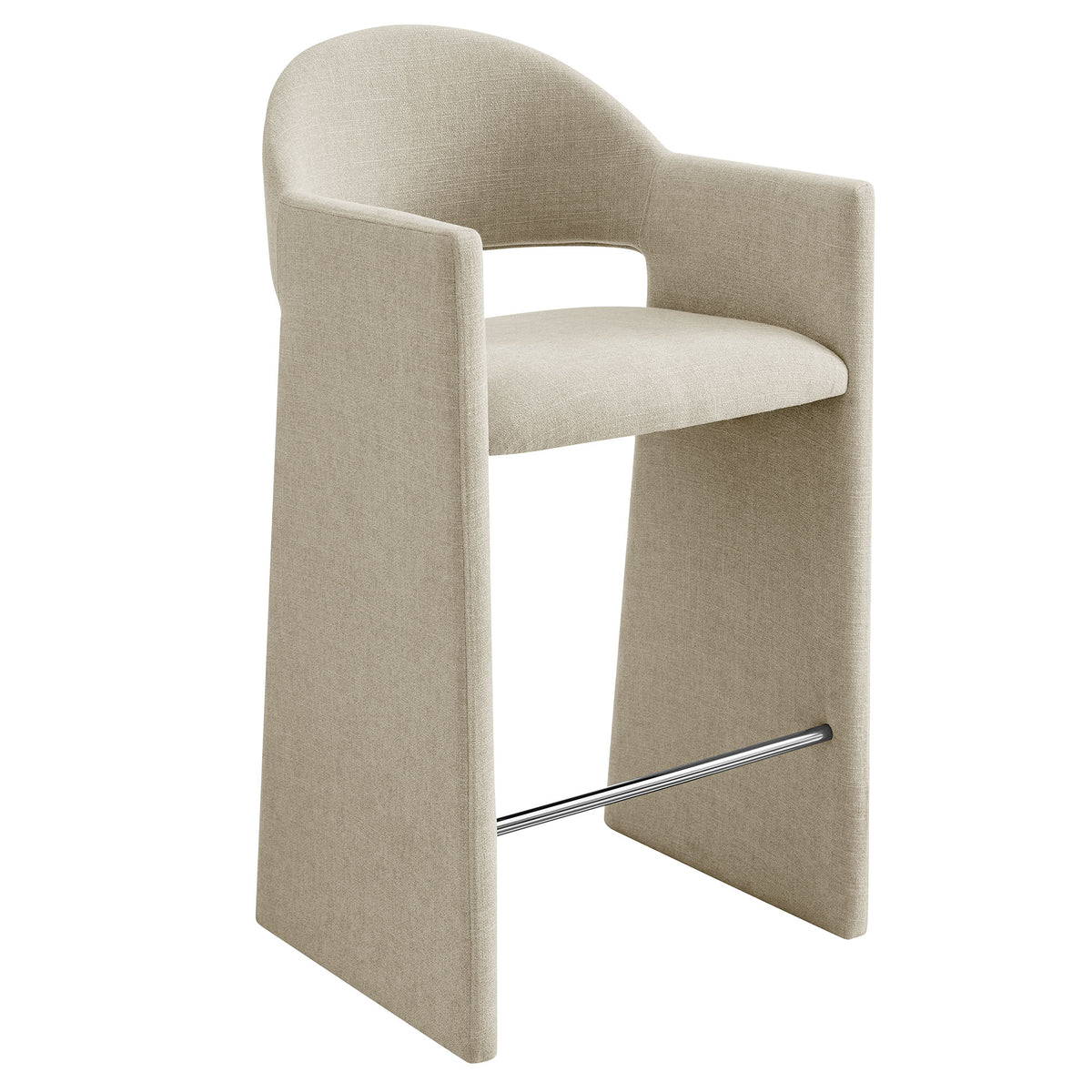 Talia 41 Inch Upholstered Fabric Bar Stool - Linen