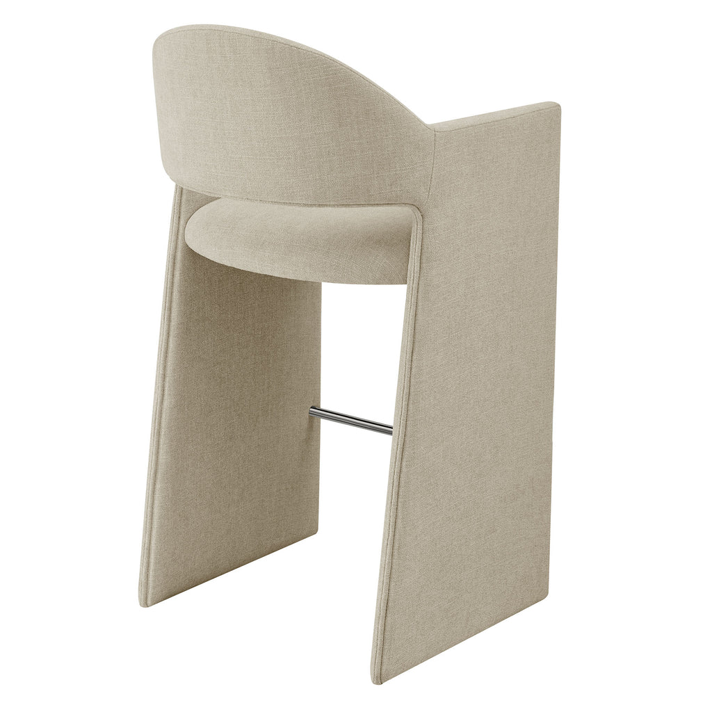 Talia 41 Inch Upholstered Fabric Bar Stool - Linen