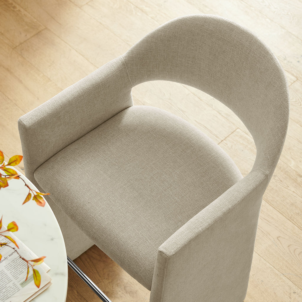 Talia 41 Inch Upholstered Fabric Bar Stool - Linen