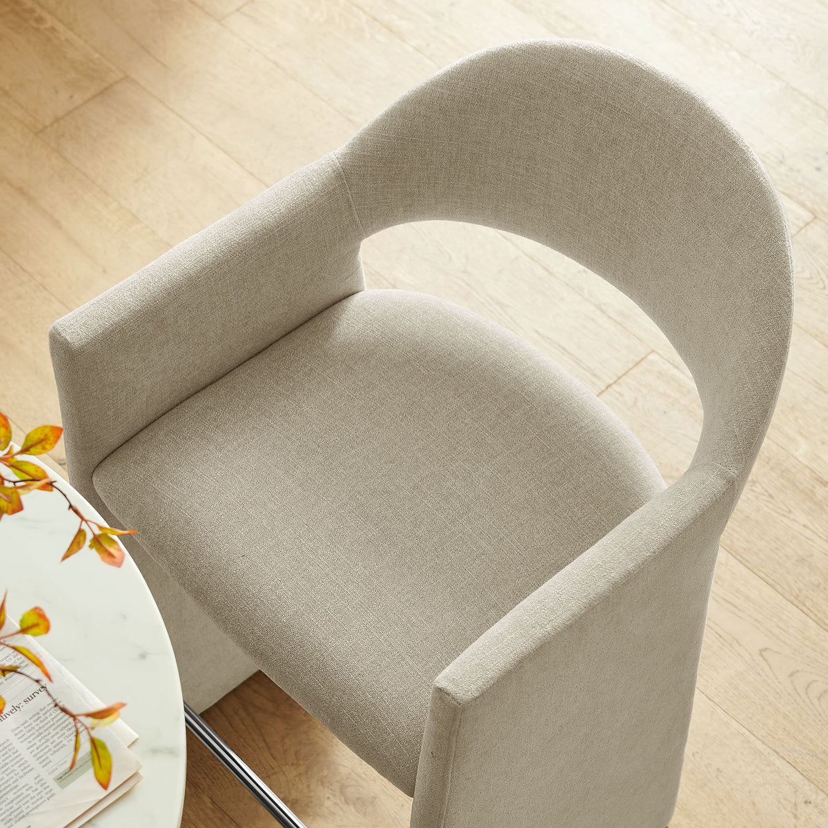 Talia 41 Inch Upholstered Fabric Bar Stool - Linen