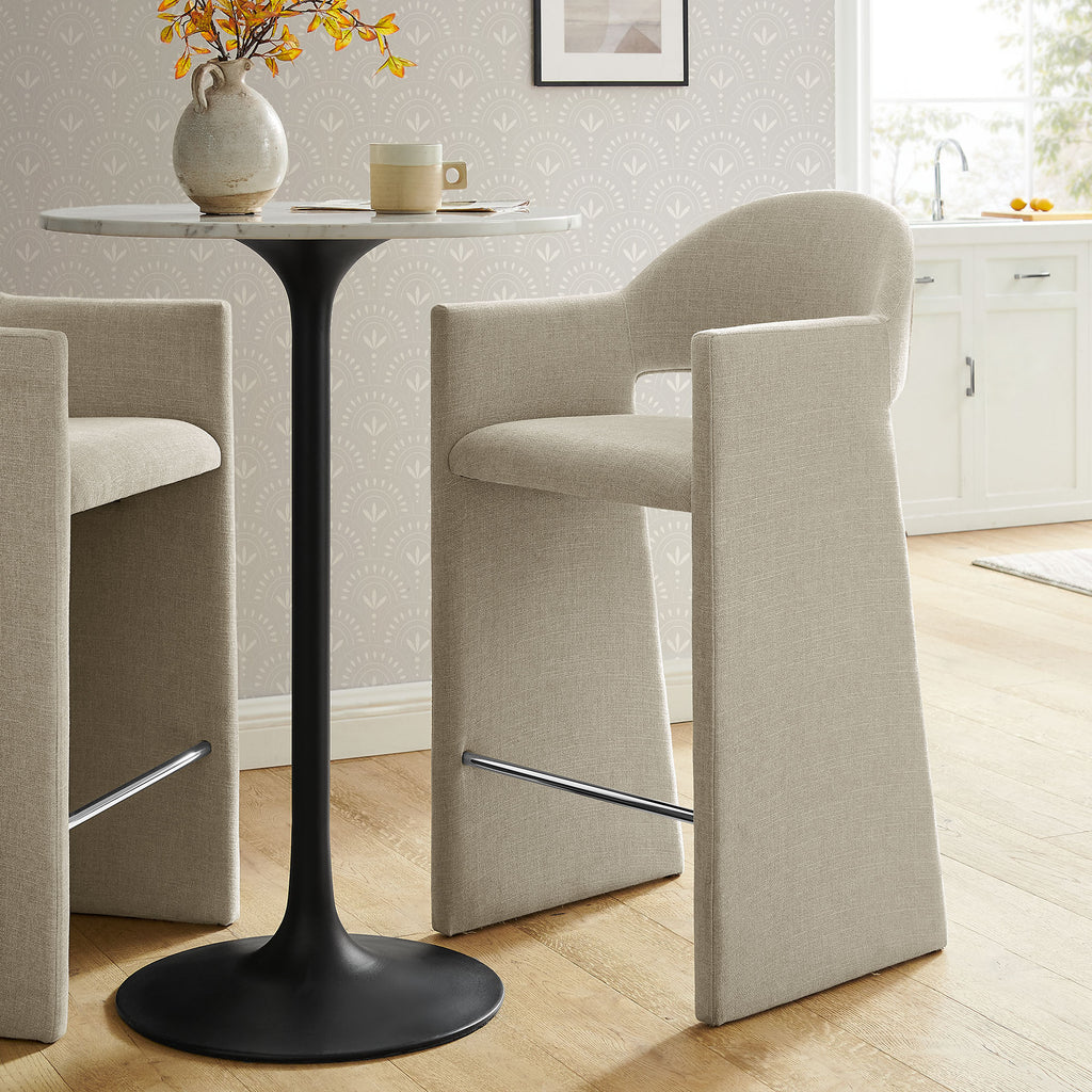 Talia 41 Inch Upholstered Fabric Bar Stool - Linen