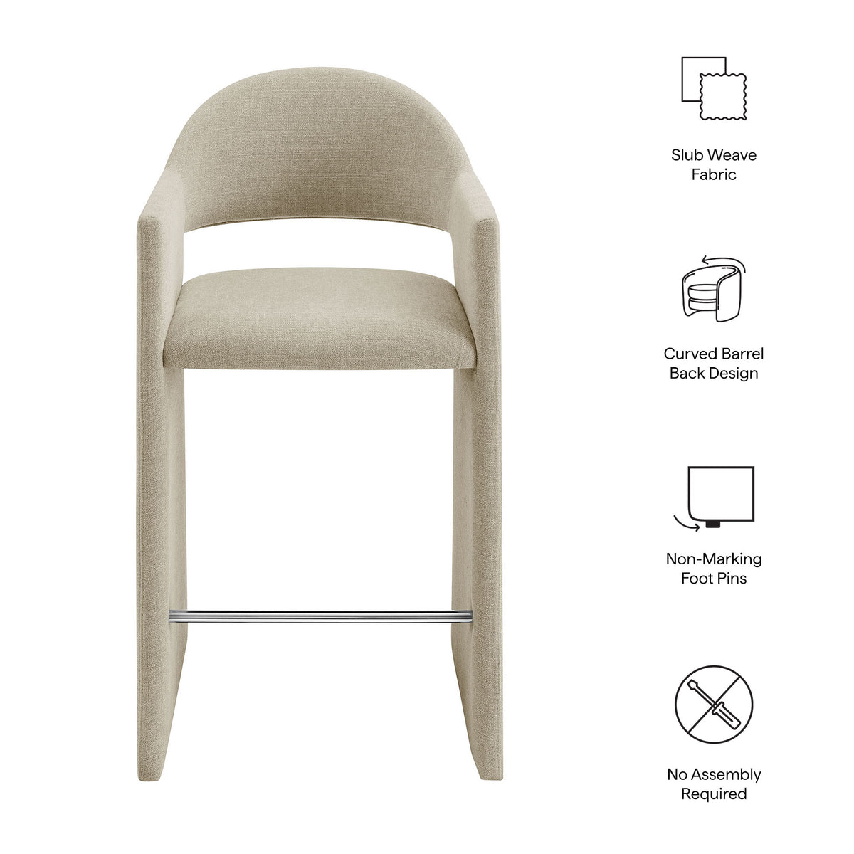 Talia 41 Inch Upholstered Fabric Bar Stool - Linen